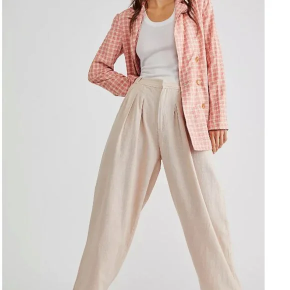 Free People Cream Wide Leg Pants - Picture 2 of 9